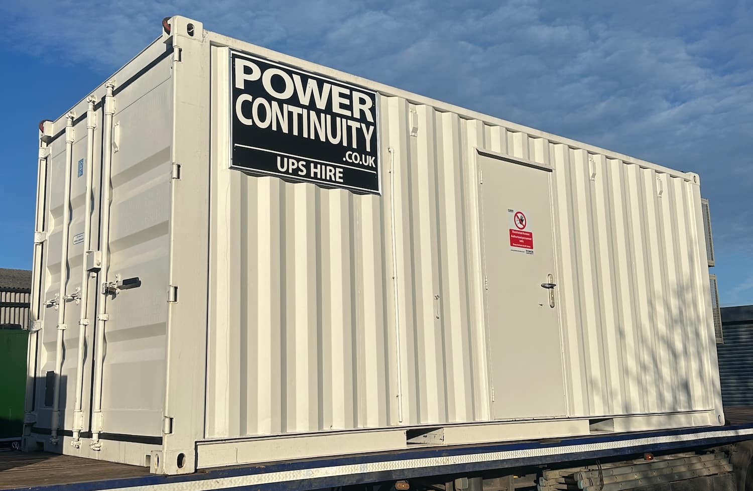 UPS container transported to site for installation