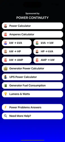 Power calculator app screenshot