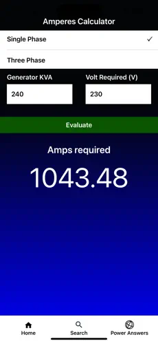 Power calculator app screenshot