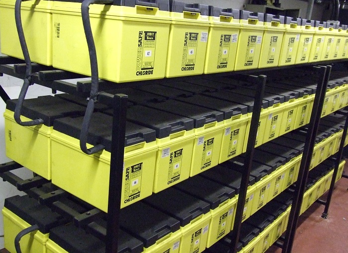 Power continuity battery rack ready to connect to ups