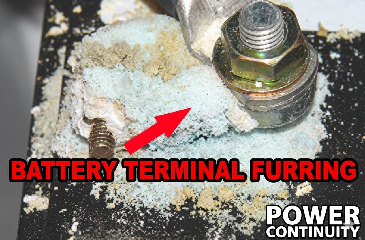 Power continuity battery terminal furring