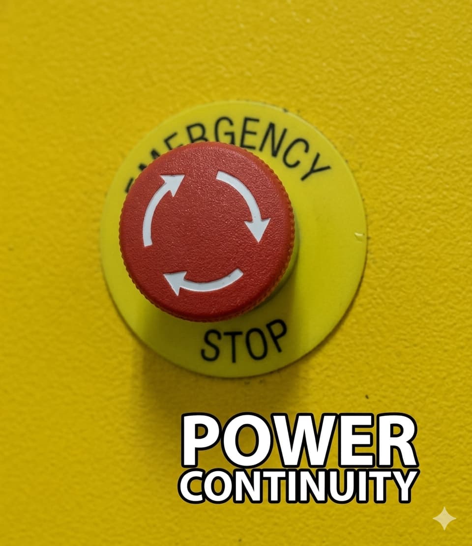Power continuity emergency stop button