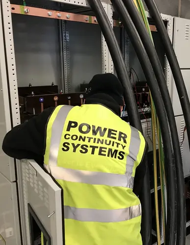 Power continuity engineer working on a ups