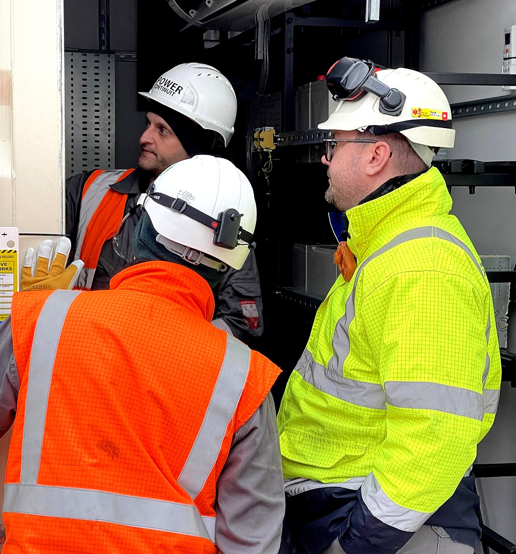 Power continuity engineers checking battery life