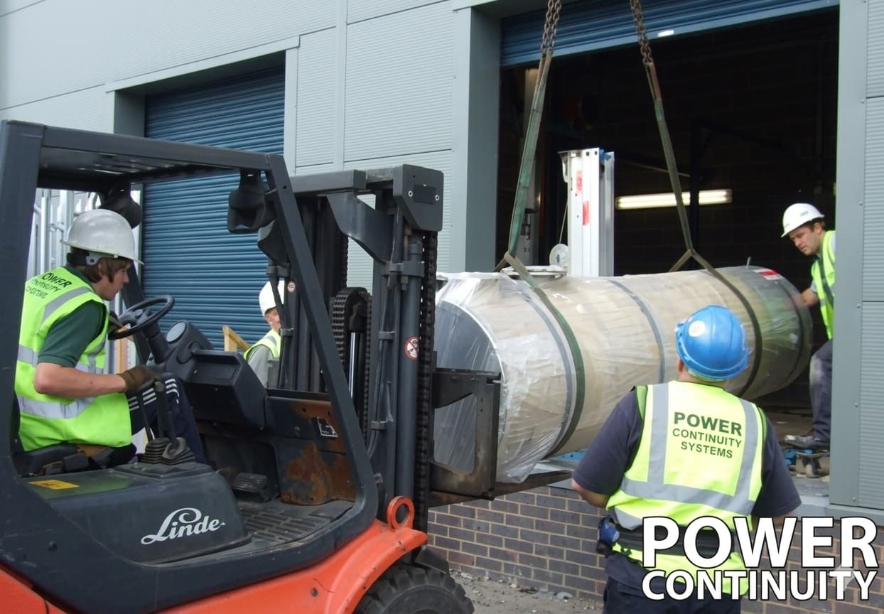 Power continuity engineers delivering generator exhaust on site