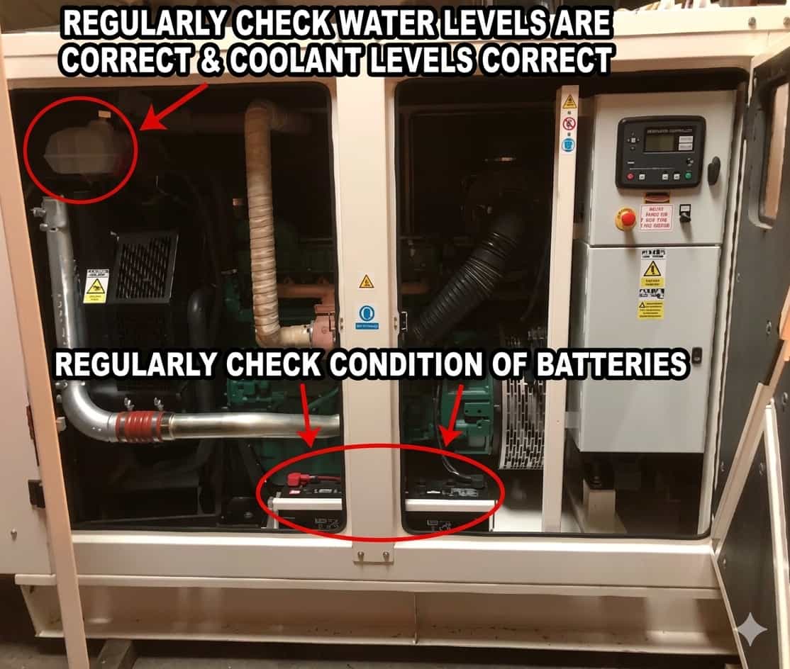 Power continuity generator battery check