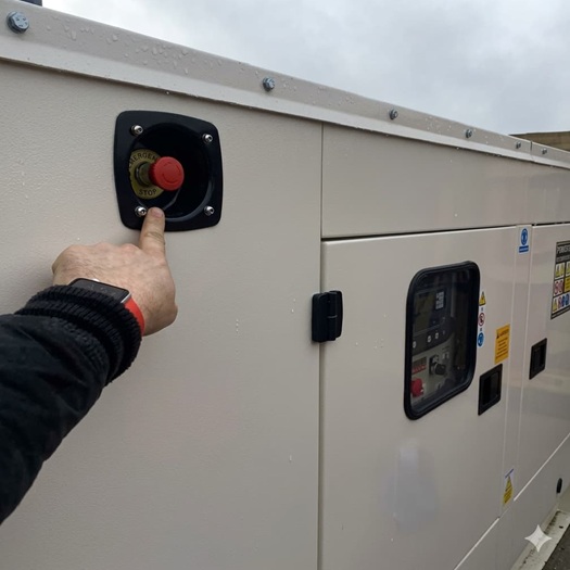 Power continuity generator emergency stop button
