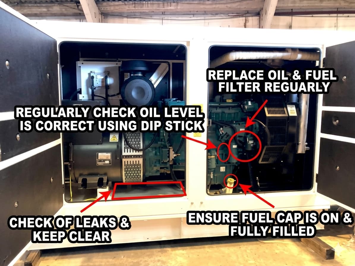 Power continuity generator oil checks