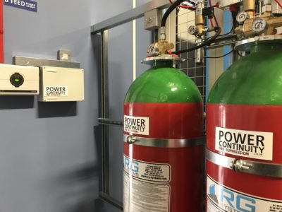 Power continuity inert gas bottle for fire suppression