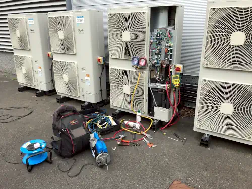 Power continuity servicing air conditioning units