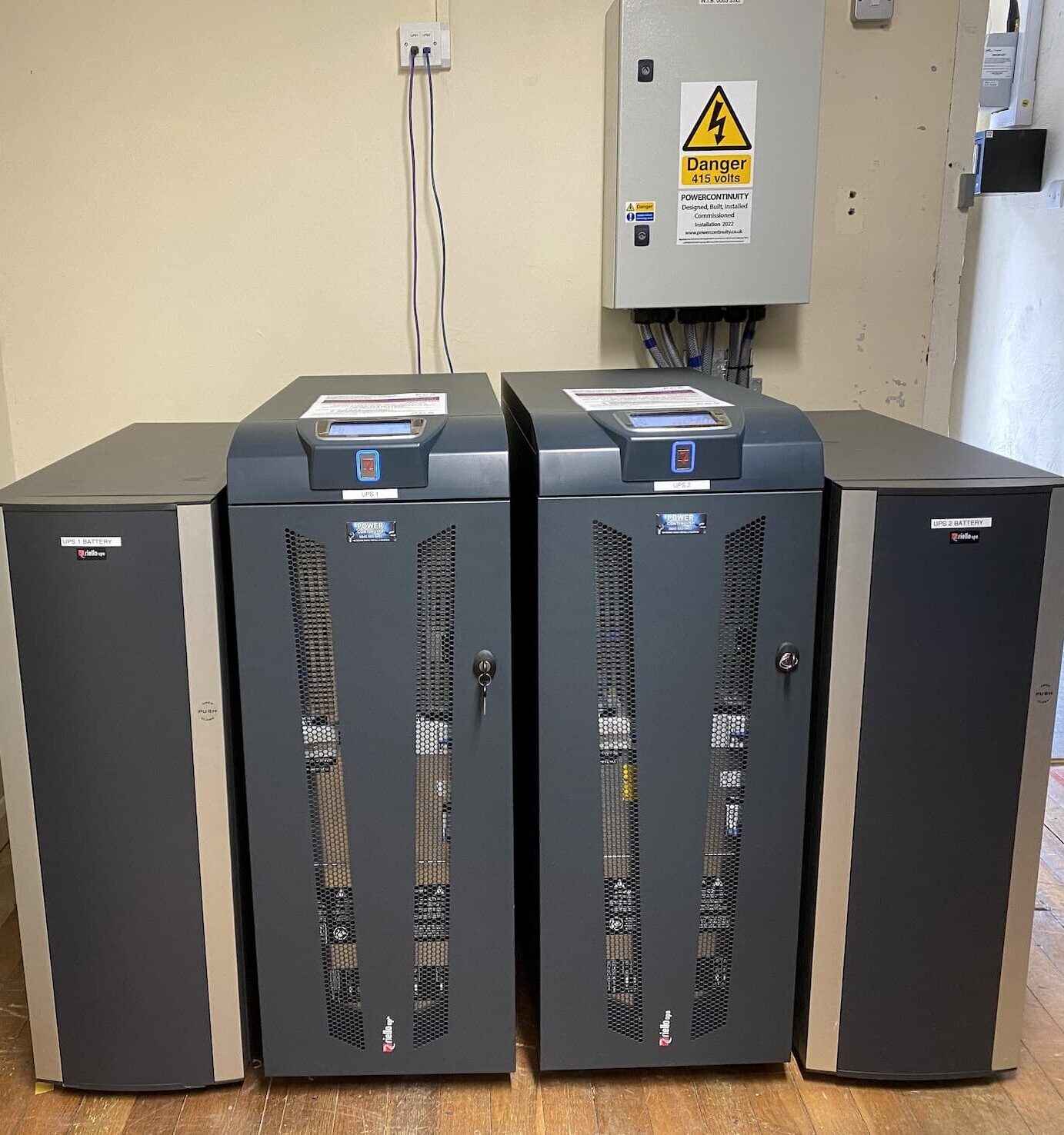 Power continuity ups and bypass switch on wall