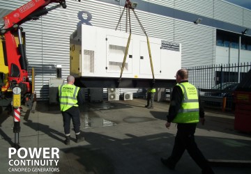 Power continuity white canopied diesel generator transportation to site
